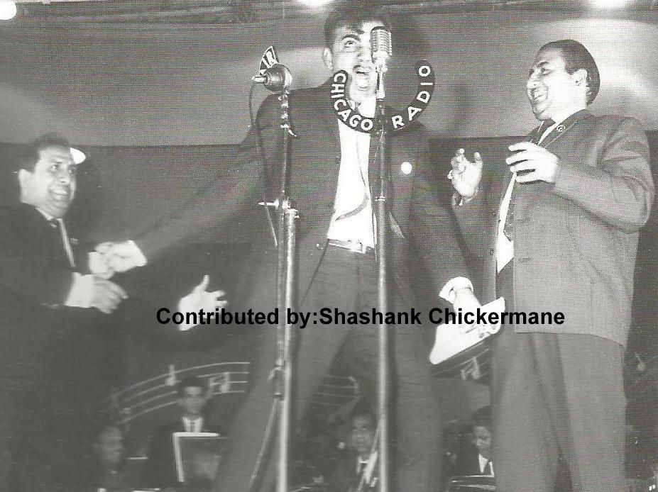 Mohd Rafi with Mehmood singing in a concert with Shankar