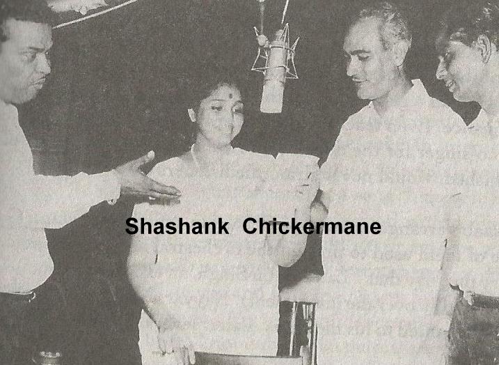 Asha recording a song with OP Nayyar, SH Bihari & Maruti in the recording studio