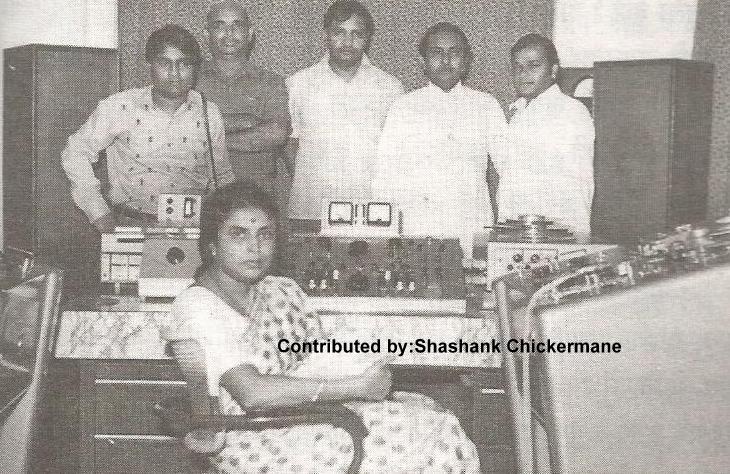 Suman Kalyanpur with others in the recording studio