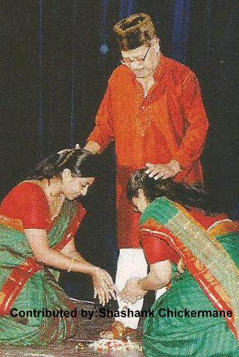 Mannadey giving blessings to the artists in the stage show