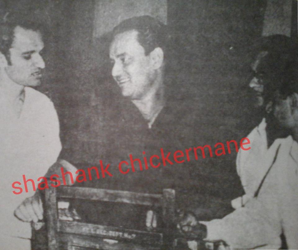 Mukesh with Kishoreda, Kalyanji Anandji in a recording studio
