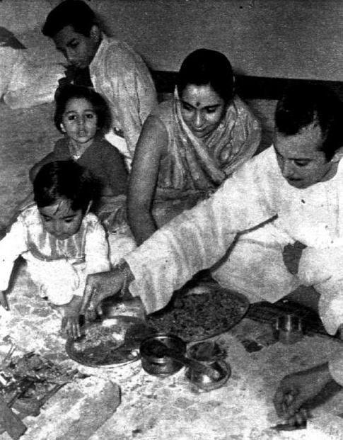 Madanmohan with his family performing Homa in their house