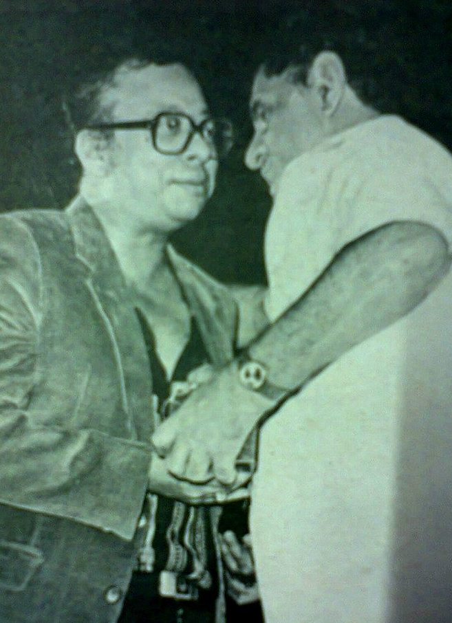 RD Burman with Anand Bakshi in a function