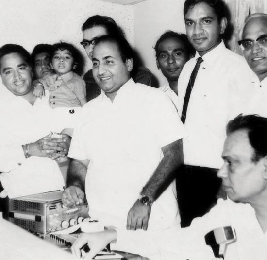 Mohd Rafi and others in the recording studio