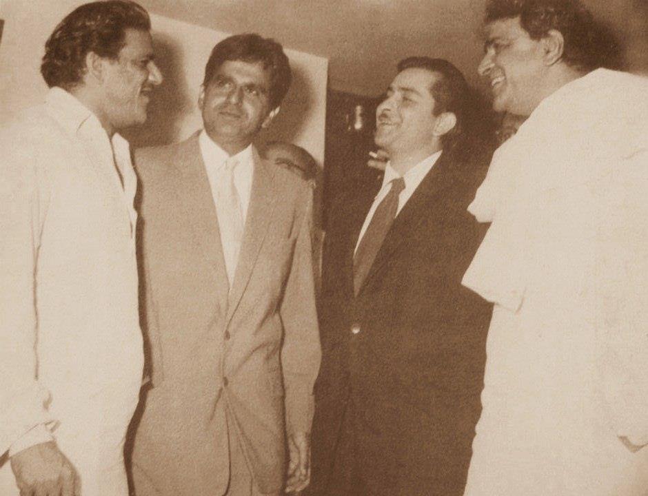 Raj Kapoor with his father Prithviraj Kapoor, K Asif & Dilip Kumar