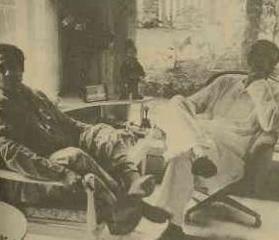 Kishoreda sitting with Satyajit Ray in the house