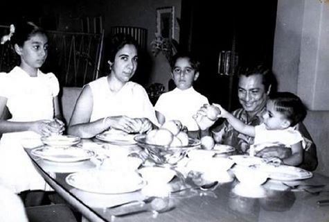 Madanmohan with his family having food