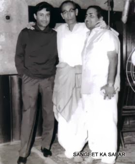 Rafi with SD Burman & Dev Anand