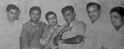 Kishorekumar with Mukesh, Laxmikant Pyarelal & Anand Bakshi