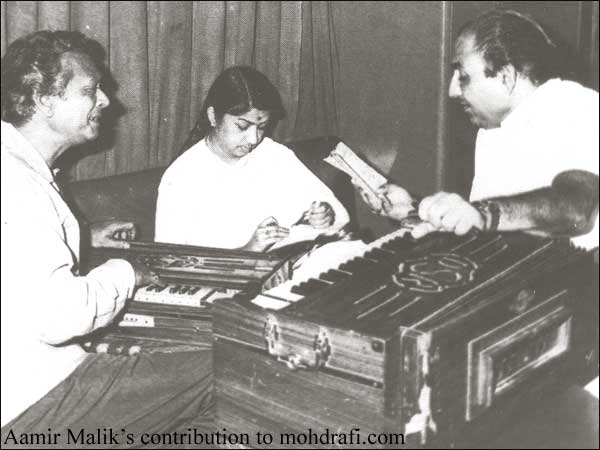 Mohd Rafi with Lata Mangeshkar and Naushad
