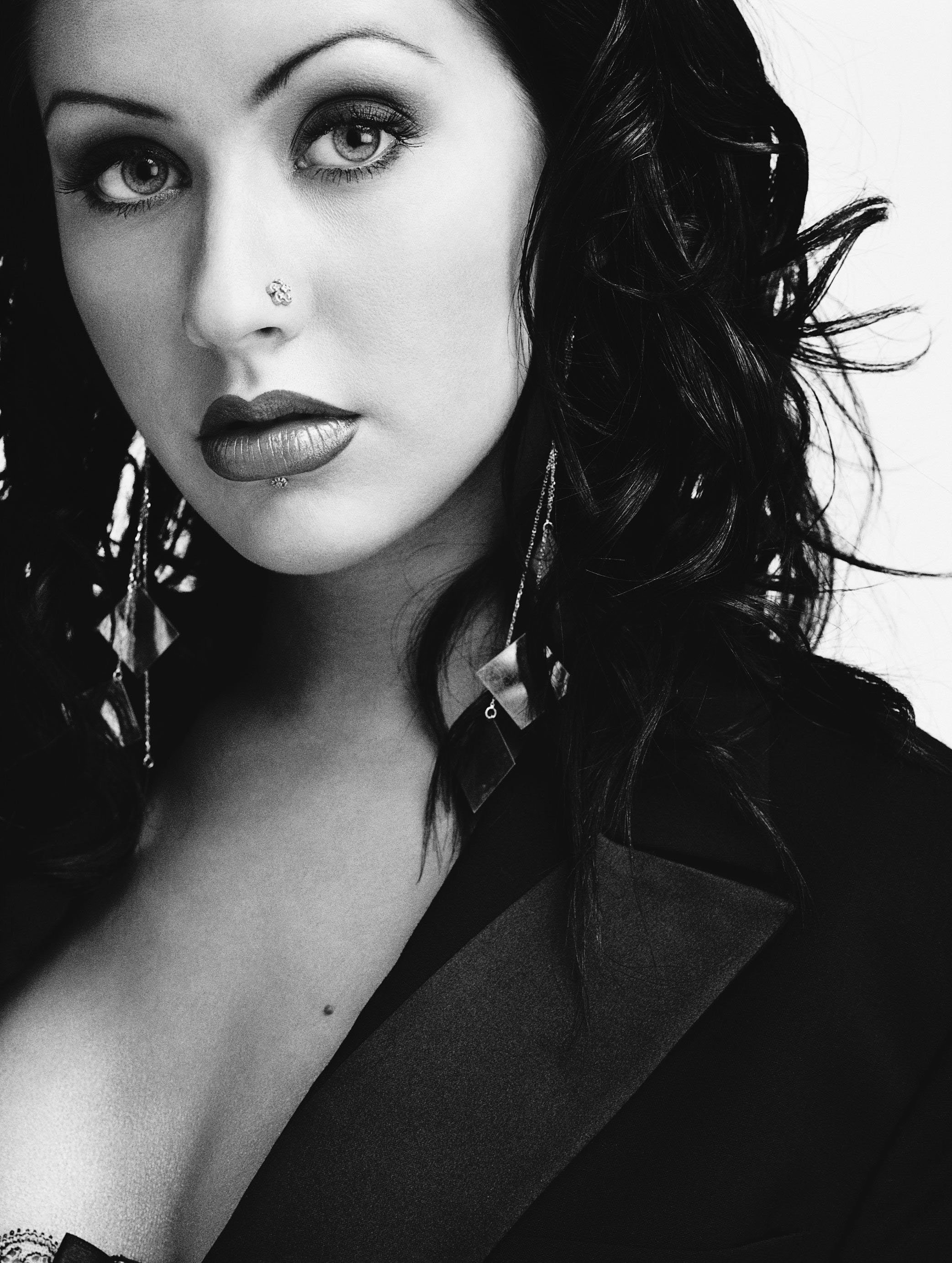 Christina Aguilera - Unknown Shoot Black Hair fishnets cleavage-1