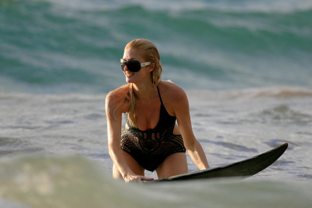 Paris Hilton - Bikini candids - Surfing-11