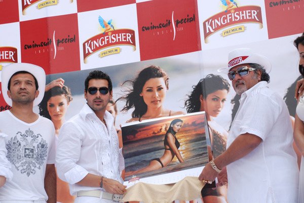 John Abraham, Vijay Mallya at unveiling of Kingfisher Swimsuit Special 2008