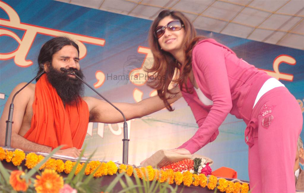 Shilpa Shetty at Baba Ramdev yoga camp 