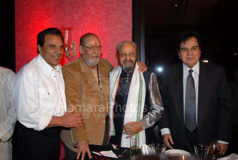 Dharmandra, Shammi Kapoor, Pran, Dilip Kumar at Pran's 88th birthday on 12th Feb 2008 
