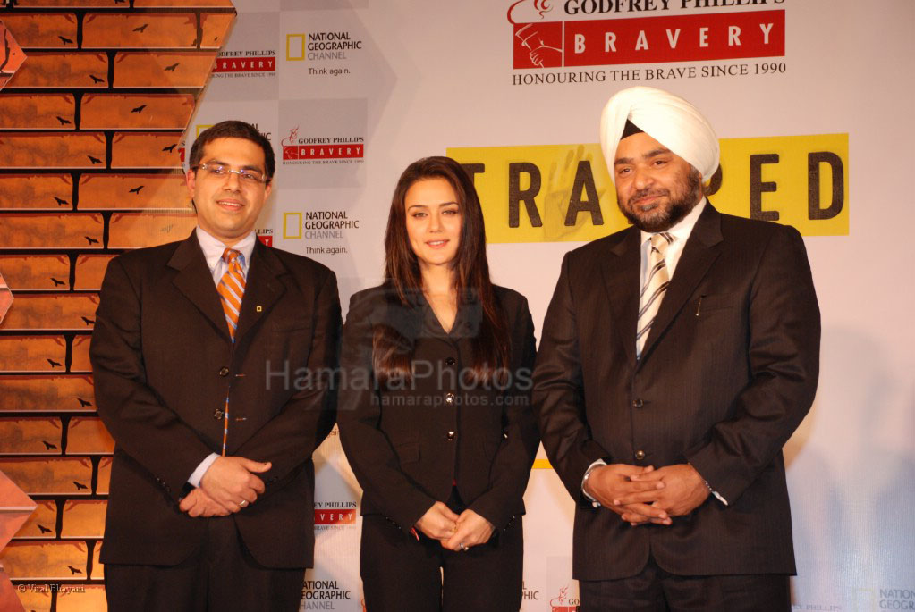 Preity Zinta at launch of Godfrey Phillips Bravery presents Nat Geo's - _Trapped_ in Mumbai on 28th Feb 2008