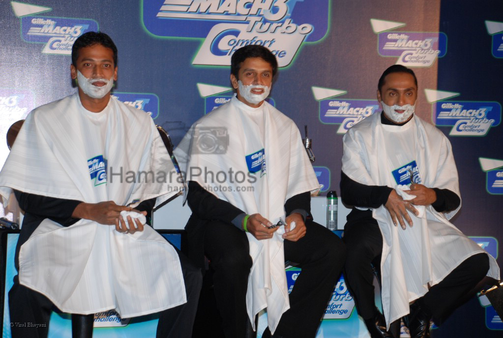 Rahul Bose. Rahul Dravid and Mahesh Bhupati at the Gillette Mach3 Turbo Comfort Challenge in  Hilton on March 11th 2008