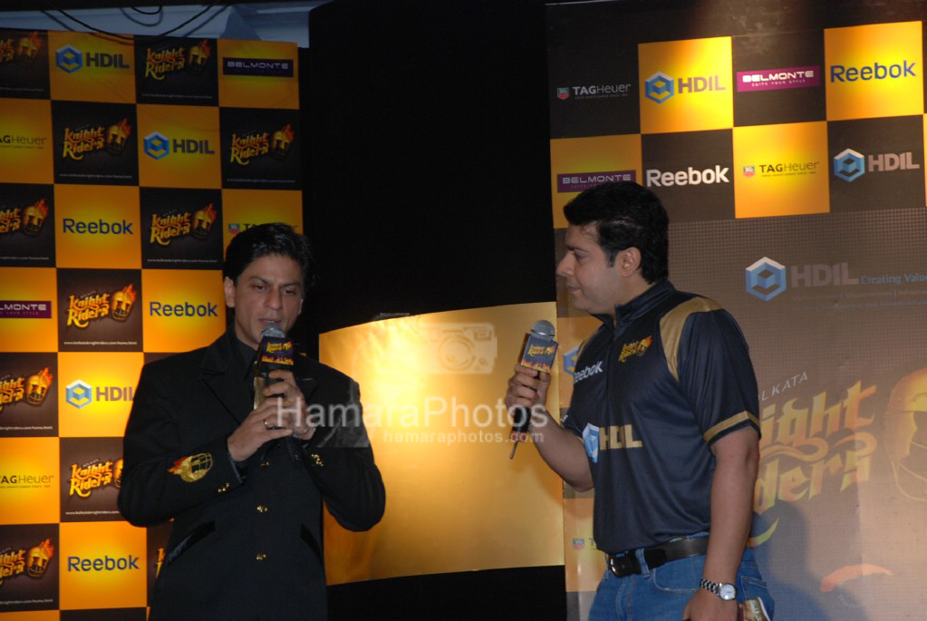 Shahrukh Khan, Sajid Khan at launch of Kolkata Knight Riders in Taj Lands End on 13 March 2008 
