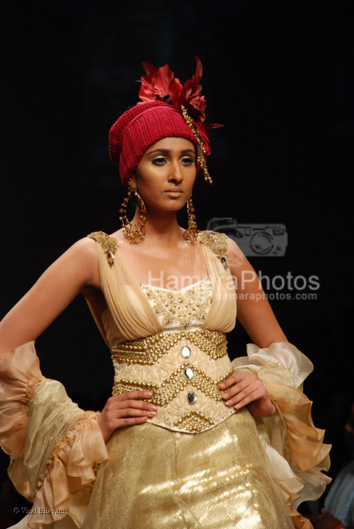 Model walks on the ramp for Neeta Lulla's Show in Lakme India Fashion Week on March 30th 2008