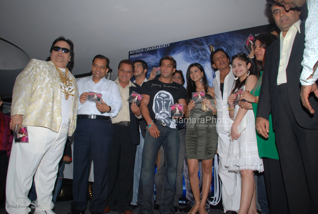 Mithun Chakraborty, Salman Khan, Bappi Lahiri,Pooja Singh at the Music Launch of Jimmy in D Ultimate Club on March 31th 2008