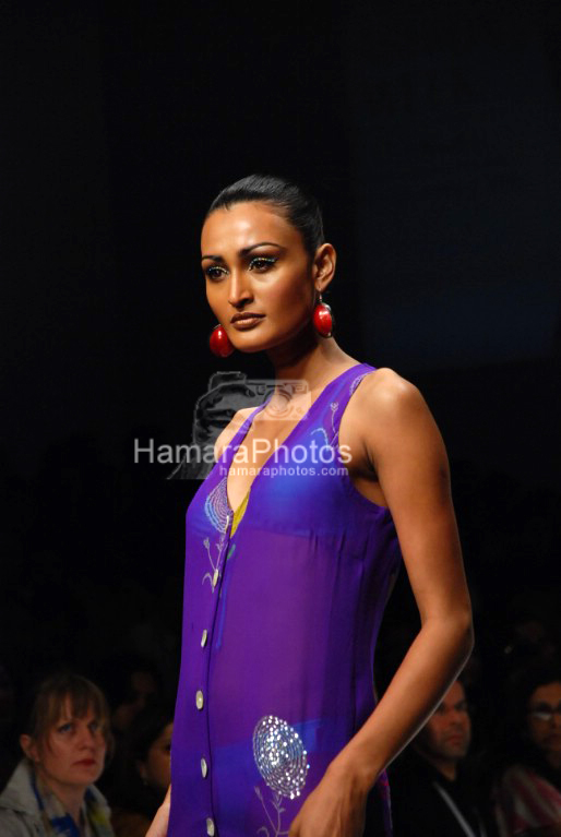 Model walks on the Ramp for Anupama Dayal in Lakme India Fashion Week on March 31th 2008