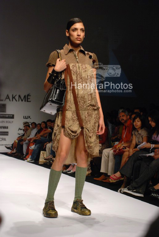 Model walks on the ramp for  Asmita Marwa at Lakme India Fashion Week on April 1st 2008