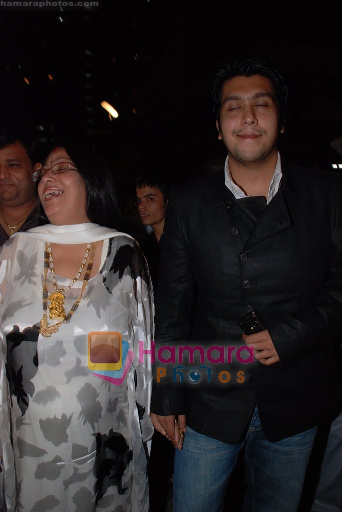 Bappi Lahiris wife and son at Jimmy premiere in Cinemax on May 8th 2008