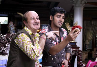 Anupam Kher and Sameer Dattani in a still from the movie Dhoom Dhadaka