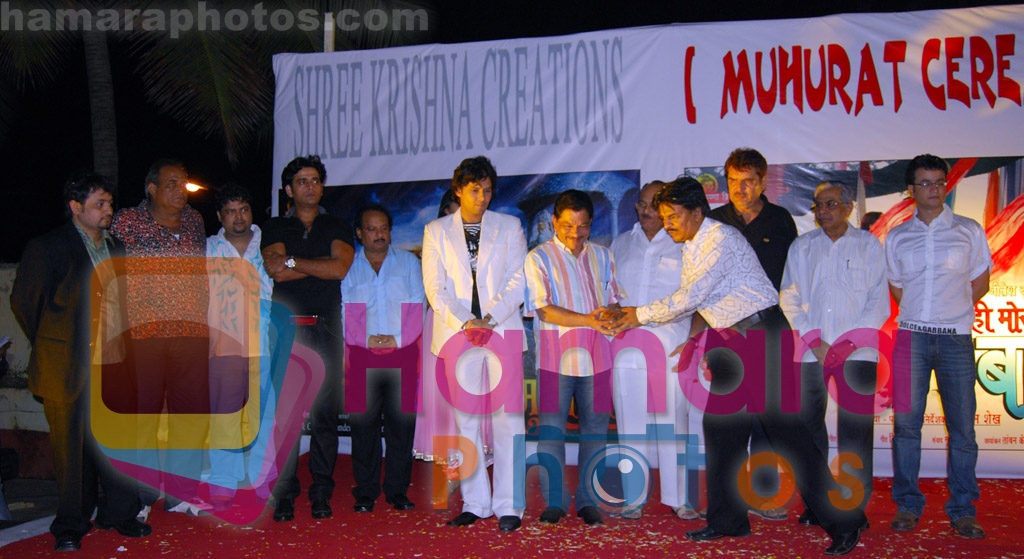 Jitesh Dubey, Ashalam Sheikh,Abhay Sinha,Sadhika, Ravi Kishan, Amar Upadhyay, Suresh Shetty  and Ramesh Dubey at Dharam Veer Music Launch Party on May 31st 2008 
