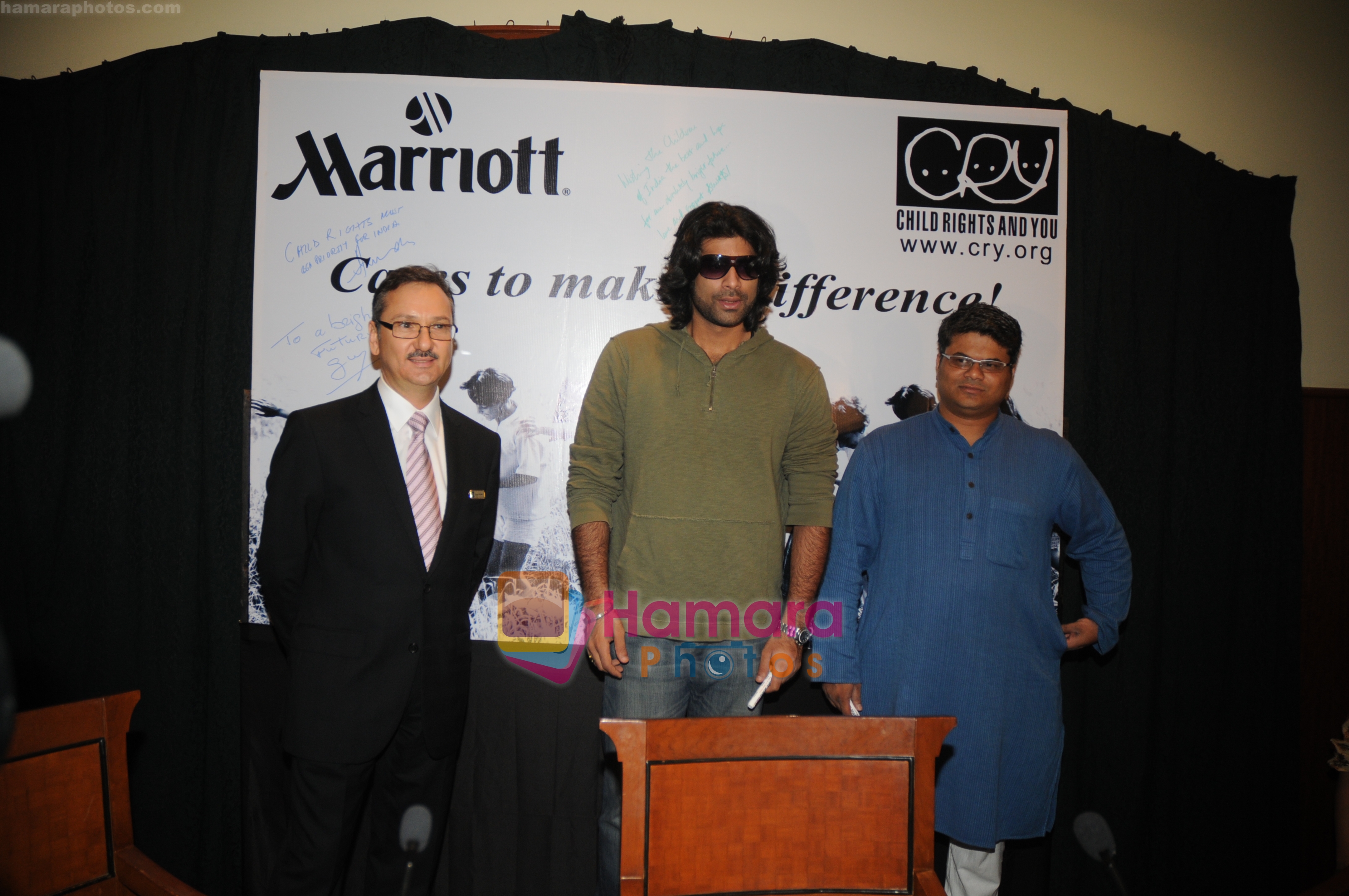 (L-R) Guy Godet  Chairman  Marriot Business Council; Sikander Kher and Irwin Fer at Doing What's Right for Children event on June 13th 2008