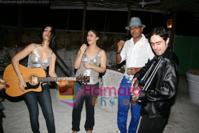 Narendra with a band at Olive launch on July 8th 2008