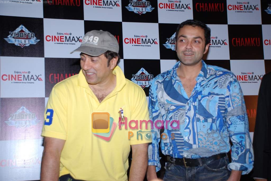 Bobby Deol and Sunny Deol promote Chamku at Cinemax Thane on 28th August 2008 