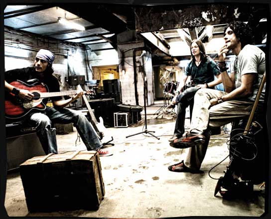 Farhan Akhtar, Arjun Rampal, Luke Kenny in a still from the movie Rock On 
