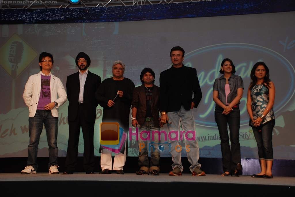 Chang, Anu Malik, Sonali Bendre Behl, Kailash Kher, Javed Akhtar, Dipali at Indian Idol Press Meet on 11th September 2008 