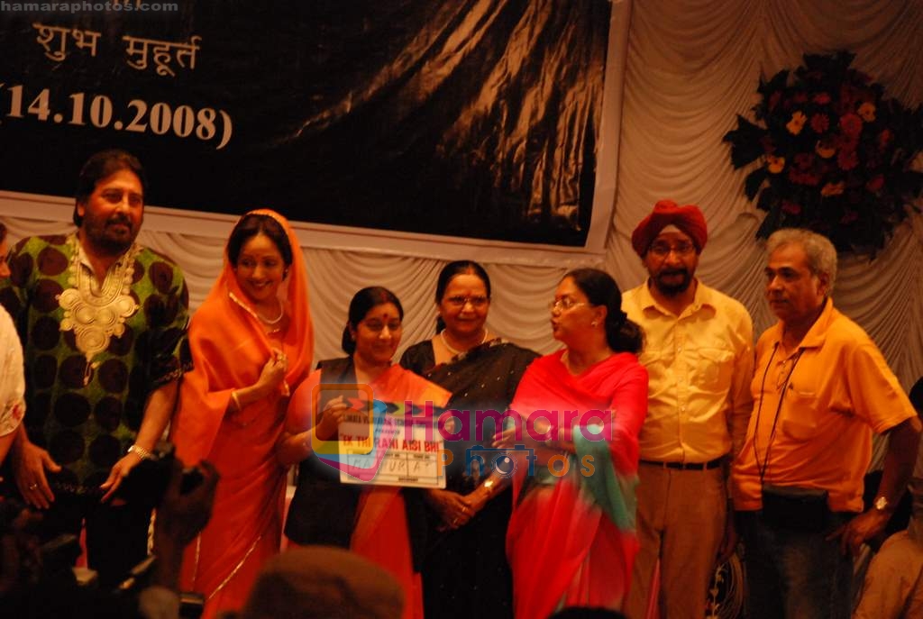 Vinod Khanna, Hema Malini, Sushma Swaraj, Vasundhara Raje at the launch of film based on Rajmata Vijaraje Scindia called _Ek Thi Rani in Santacruz on 14th October 2008 