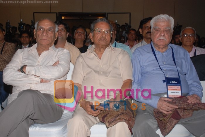 Yash Chopra, Om Prakash, Surinder Kapoor at the 3rd annual conference on cinema tourismin The Leela Hotel, Andheri, Mumbai on 16th October 2008 