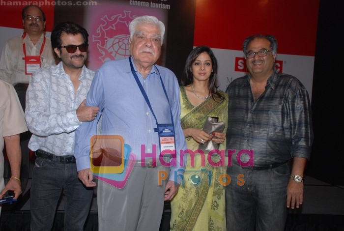 Anil Kapoor, Surinder Kapoor, Sridevi, Boney Kapoor at the 3rd annual conference on cinema tourismin The Leela Hotel, Andheri, Mumbai on 16th October 2008 
