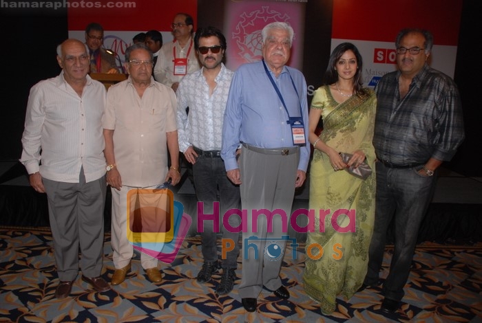 Yash Chopra, Om Prakash, Anil Kapoor, Surinder Kapoor, Sridevi, Boney Kapoor at the 3rd annual conference on cinema tourismin The Leela Hotel, Andheri, Mumbai on 16th October 2008 