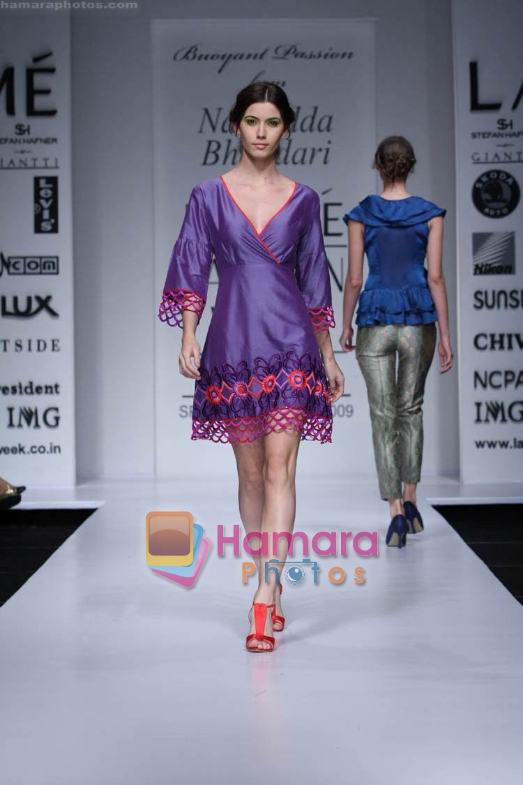 Model walk the ramp for Nalandda Bhandari's Buoyant Passion collection at Lakme Fashion Week 