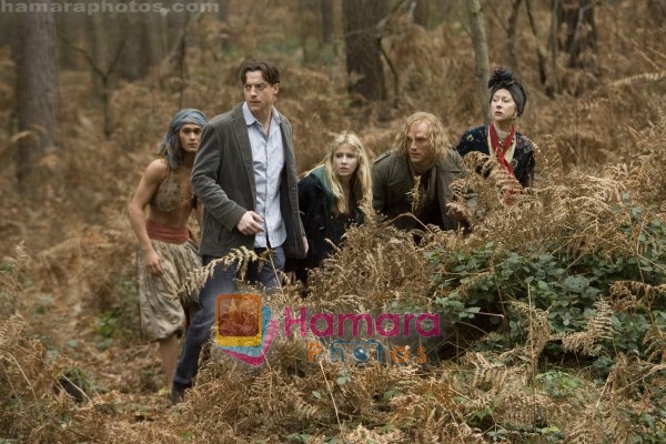 Brendan Fraser, Helen Mirren, Paul Bettany, Eliza Bennett in still from the movie Inkheart