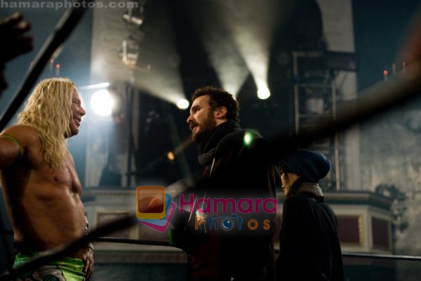 Mickey Rourke, Darren Aronofsky in still from the movie The Wrestler