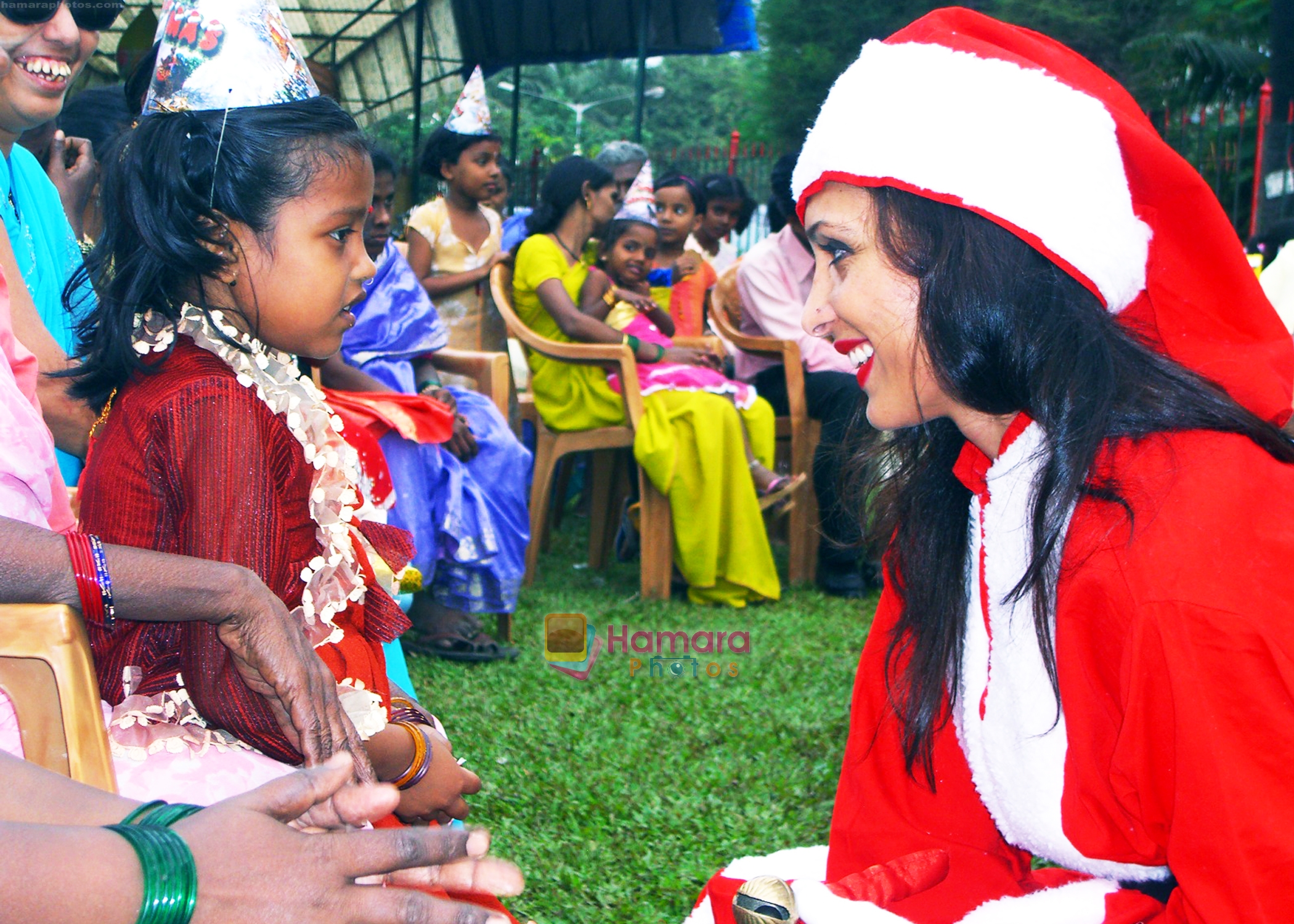 Rosa Catalano plays Santa Claus to Blind kids in Laughter Club, Bandra, Mumbai  on 24th December 2008