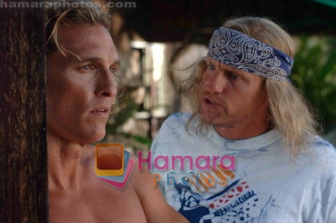 Matthew McConaughey, Woody Harrelson in still from the movie Surfer, Dude 