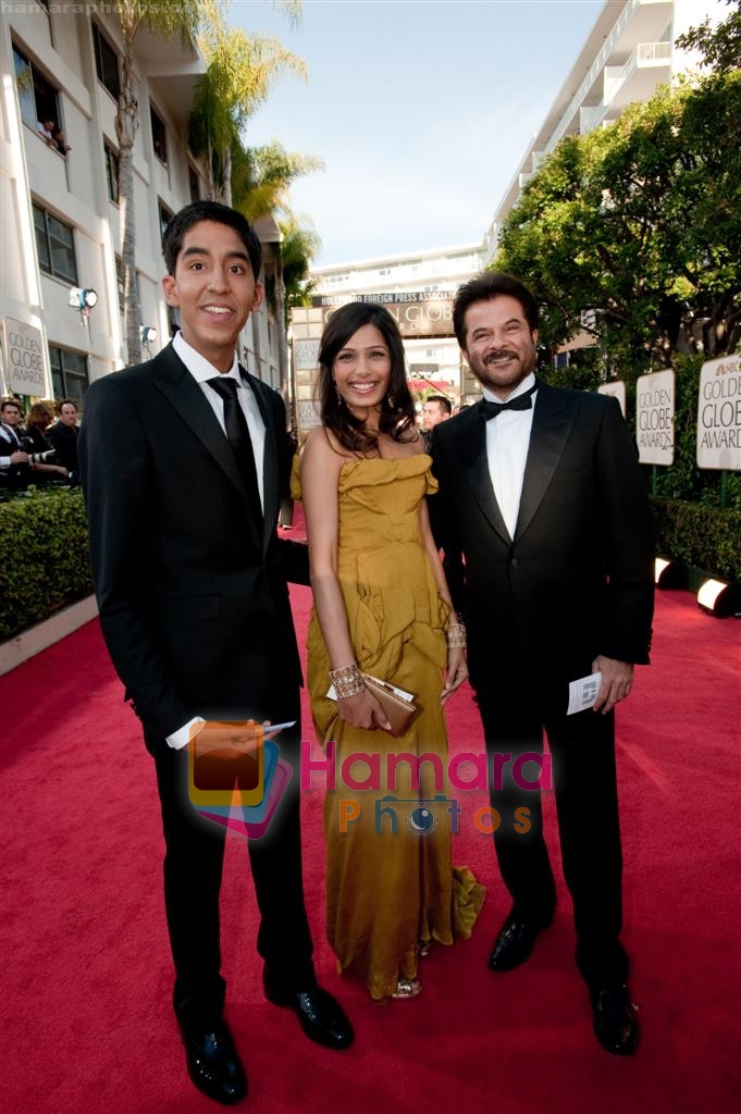 Anil Kapoor, Freida Pinto, Dev Patel at the 66th Annual Golden Globe Awards in Hollywood, CA on January 9th 2009 
