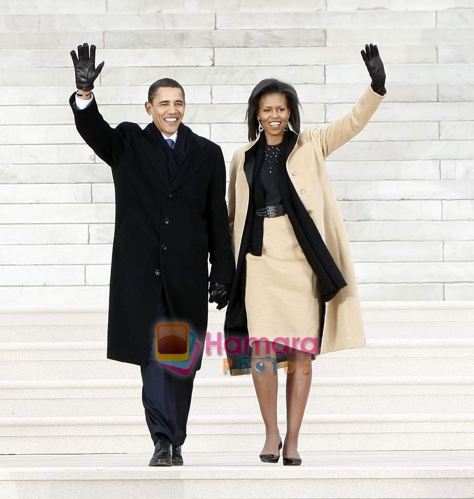 Barack Hussein Obama at Obama inaugural celebration in the Lincoln Memorial on 18th Jan 2009 