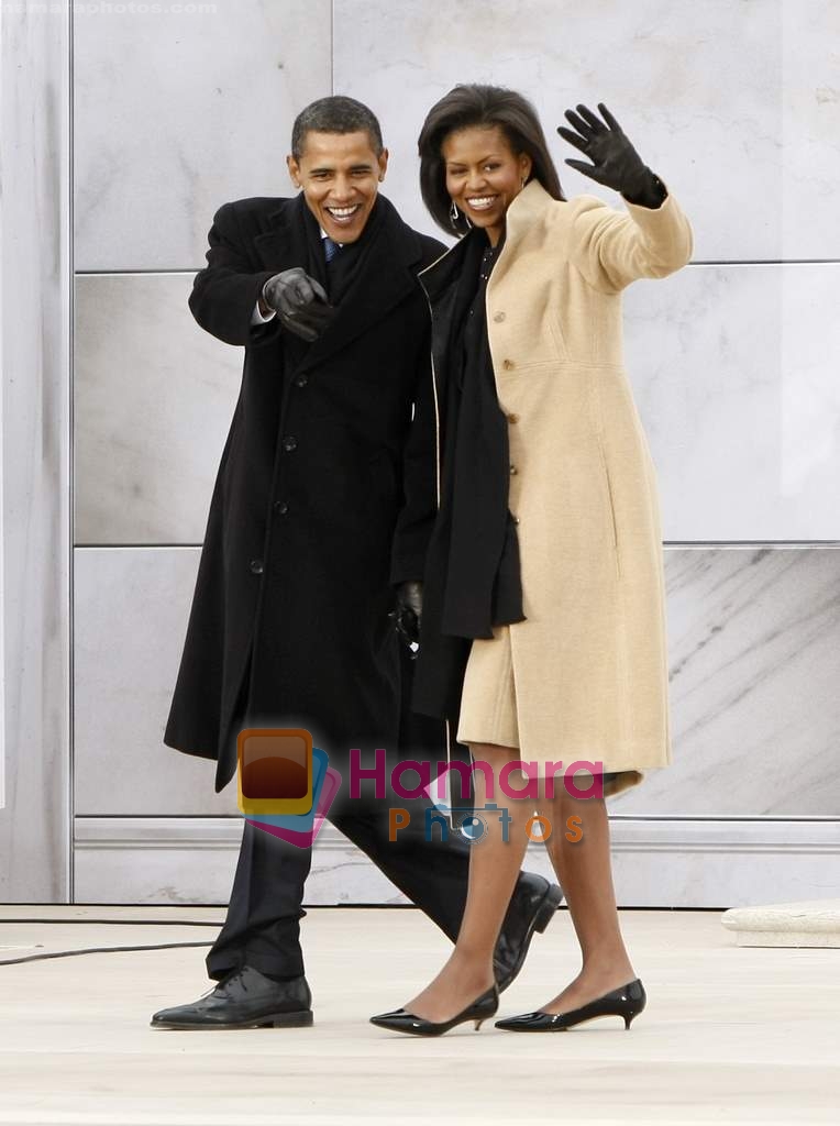 Barack Hussein Obama at Obama inaugural celebration in the Lincoln Memorial on 18th Jan 2009 