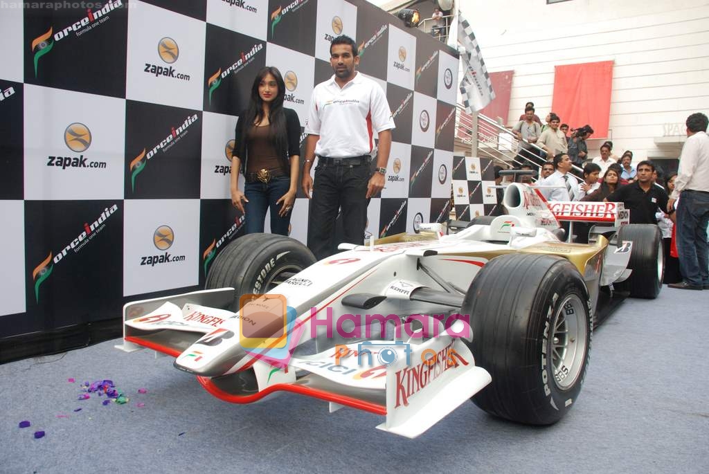 Jiah Khan, Zaheer Khan at the launch of Force India, Zapak Speed challenge in Sports Bar on 21st Jan 2009 
