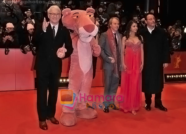 Jean Reno, Aishwarya Rai Bachchan, Harald Zwart, Steve Martin attends the premiere of movie PINK PANTHER 2 at the 59th Berlin Film Festival on February 13, 2009 in Berlin, Germany
