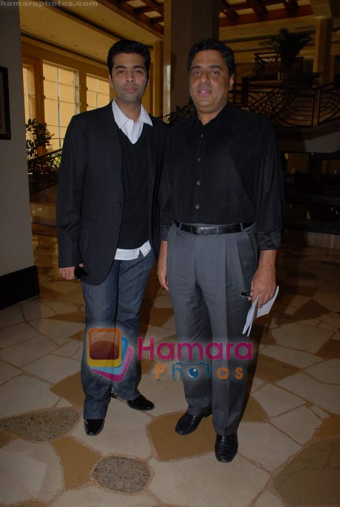 Karan Johar, Ronnie Screwvala ties up with UTV for distribution in J W Marriott on 9th March 2009 