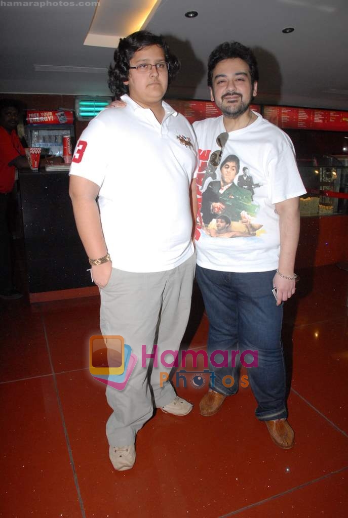 Adnan Sami with son Azaan Sami at Apne Aap NGO Film Screening in Cinemax on 10th March 2009 